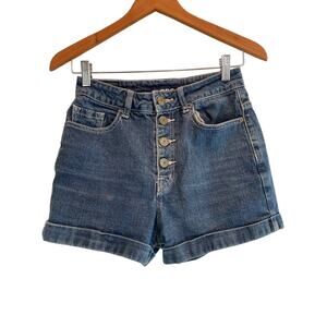 BDG Super High Rise Foxy Button Fly Cuffed Denim Jean Short Shorts 26w